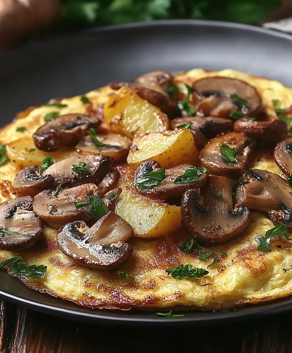 Omelette champignons pommes de terre