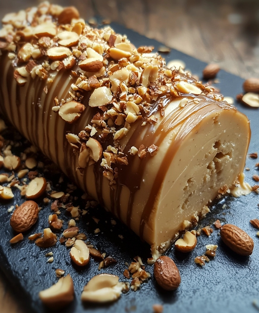 Bûche Cacahuètes Caramel Vanille