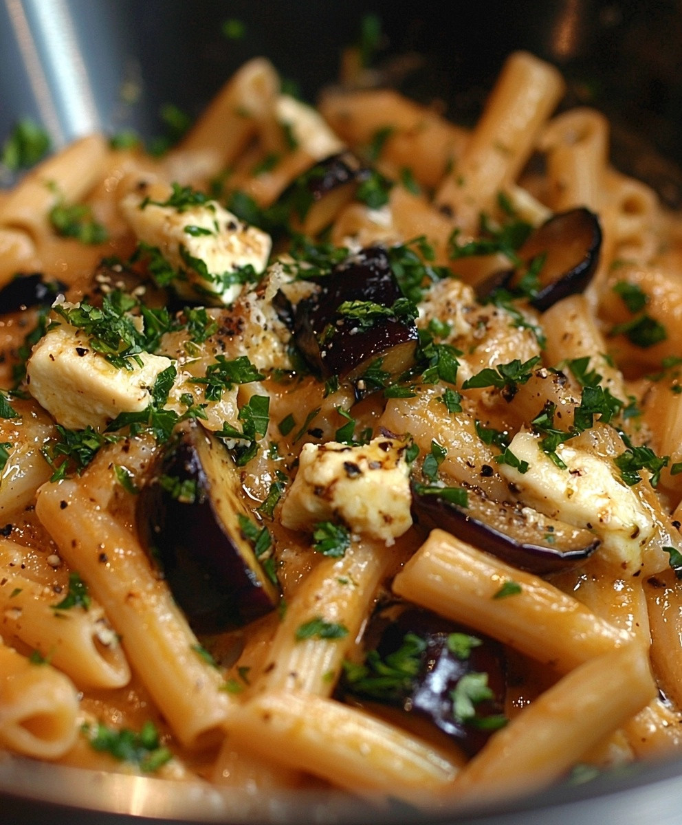 Pâtes aubergines gorgonzola