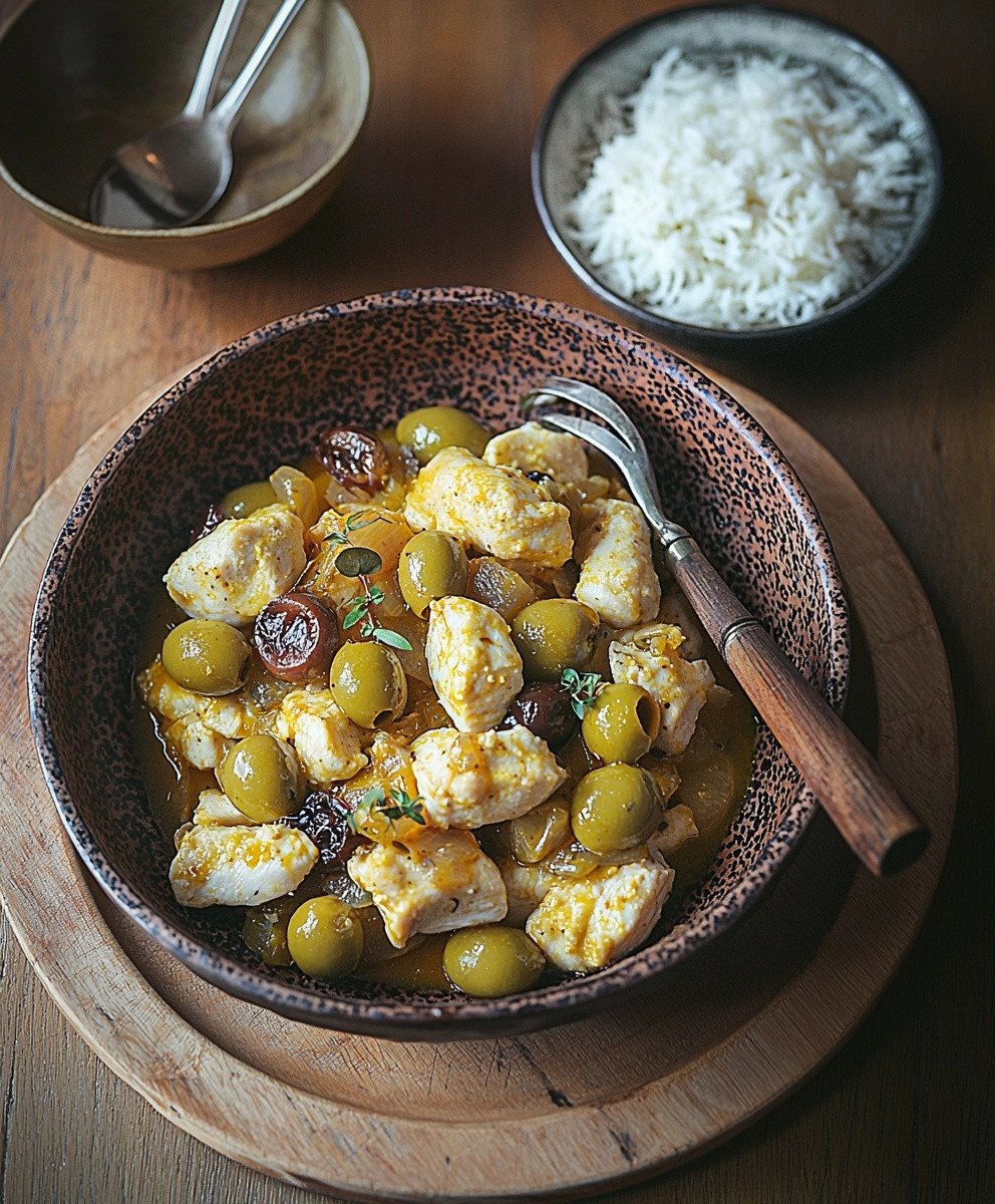 Poulet Yassa moutarde olives