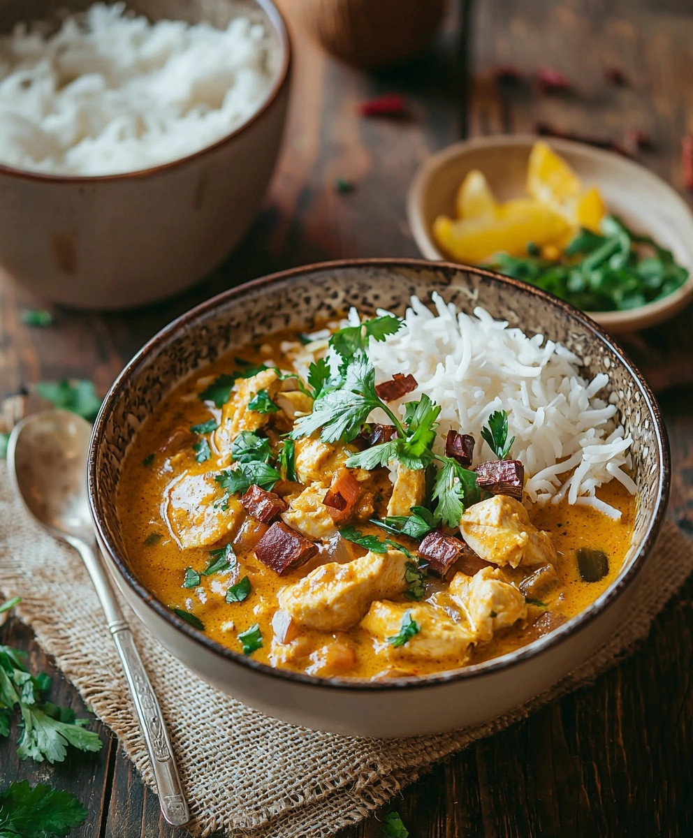 Poulet au curry et lait de coco