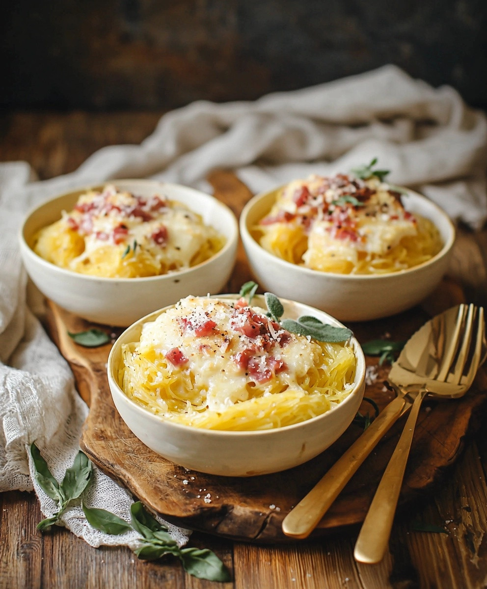 Courge spaghetti carbonara au four