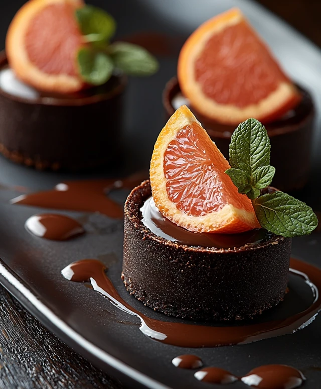 Tartelettes chocolat pamplemousse confit
