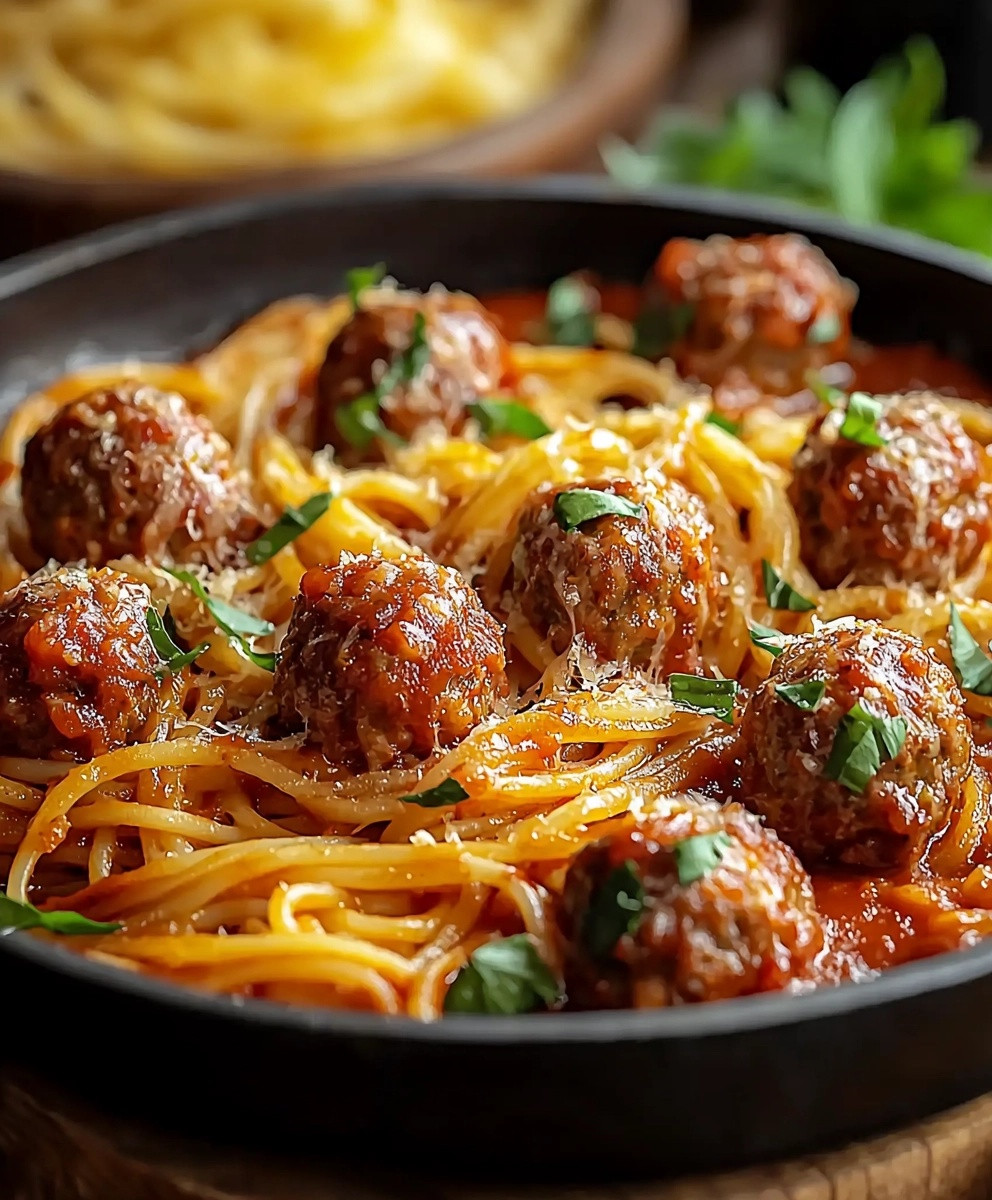 Gratin de linguine boulettes