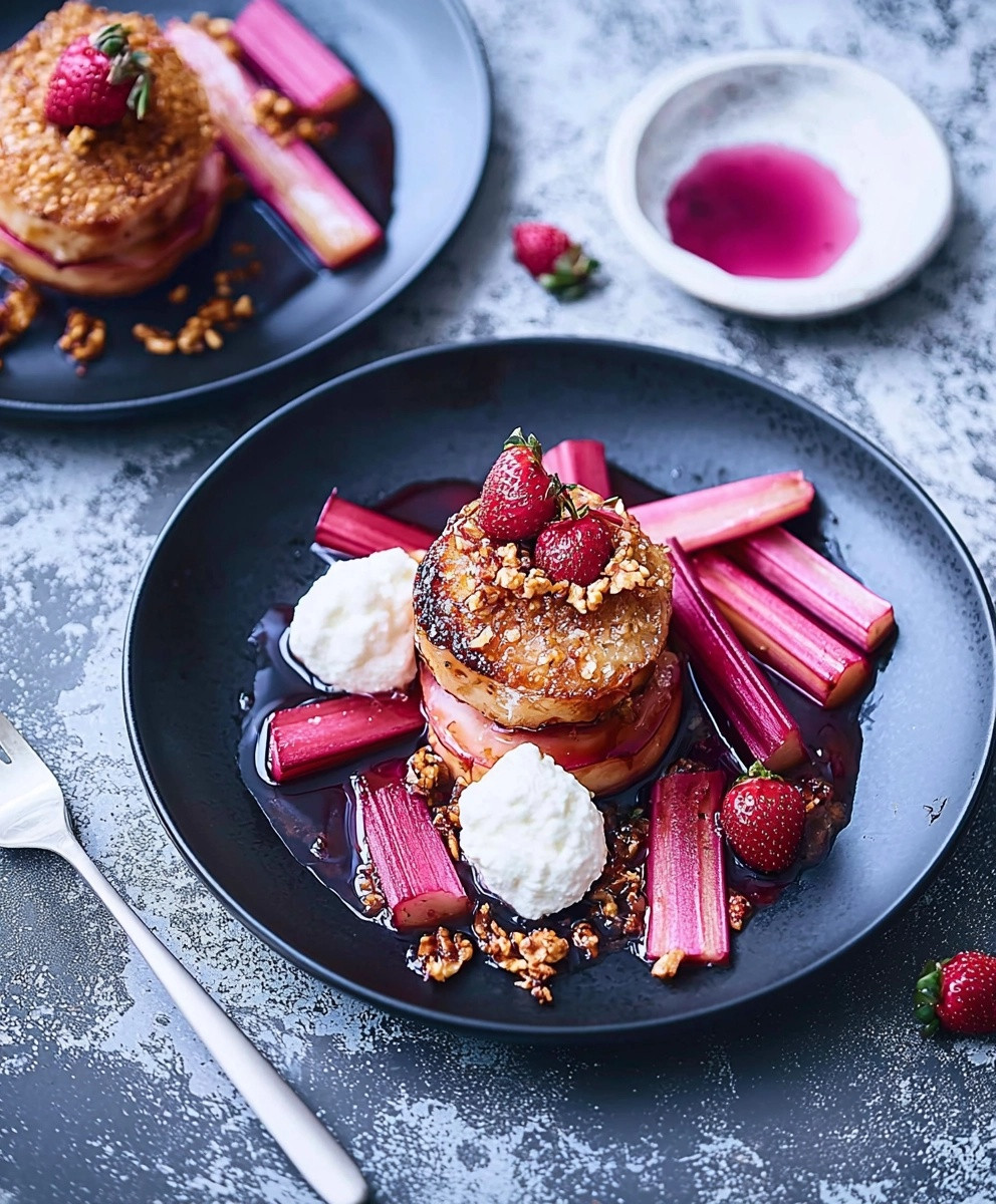 Rhubarbe pochée fraise