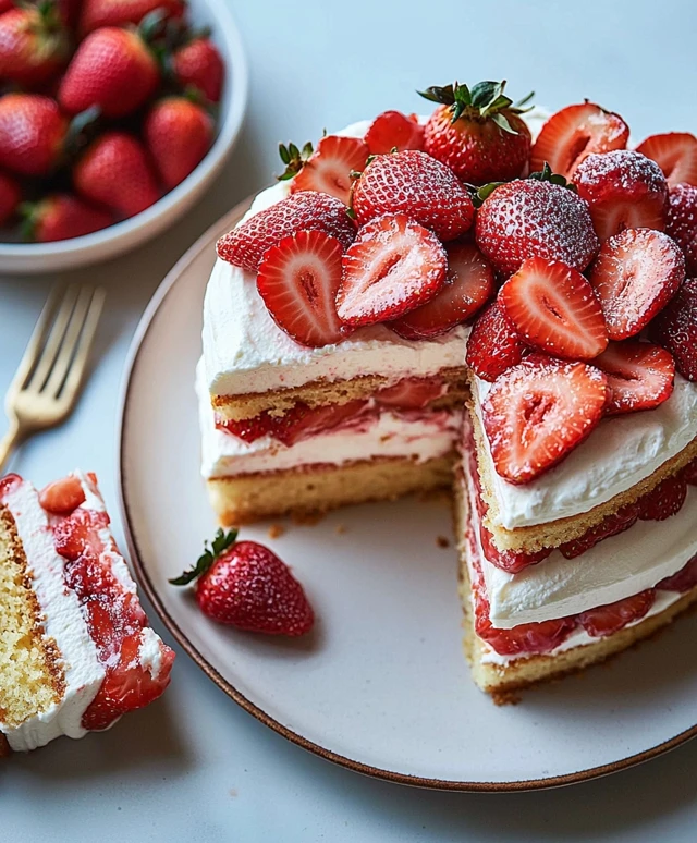 Gâteau aux fraises et crème