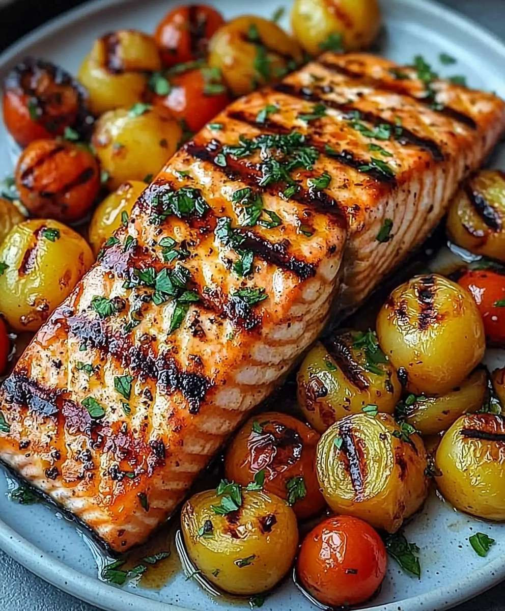 Saumon Grillé Légumes Sautés