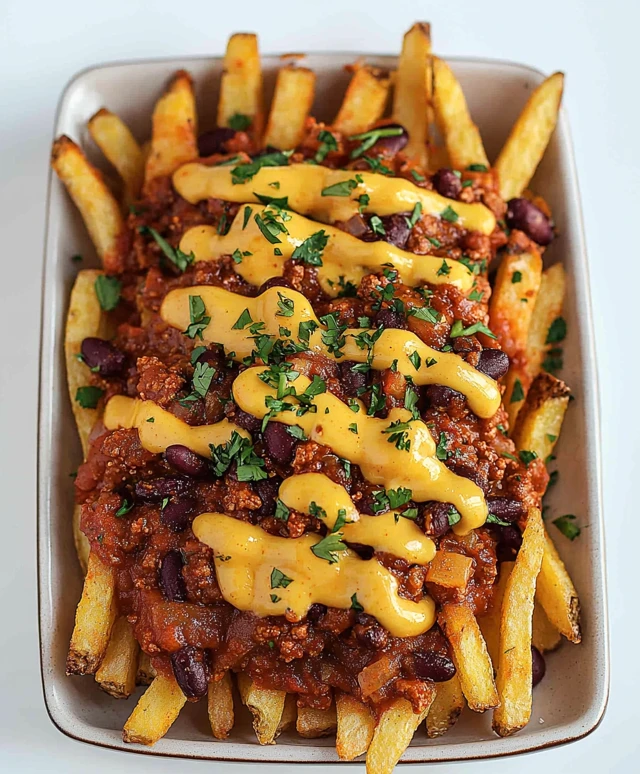 Frites végétaliennes chili fromage